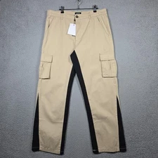 Boohoo MAN Pants Mens Size Large Stone Fixed Waist Gusset Cargo Trousers NWT