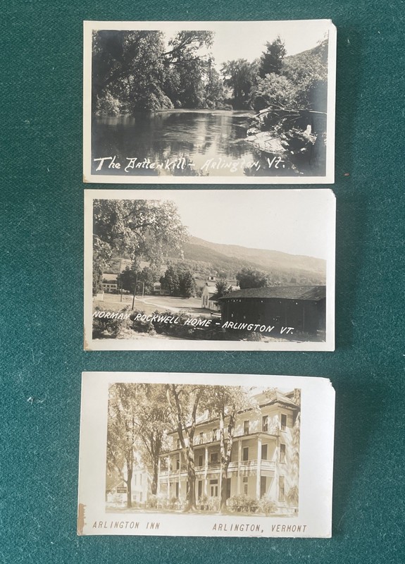 Lot Of 3 Real Photo Postcards Arlington Vermont Arlington Inn Battenkill Rockwel