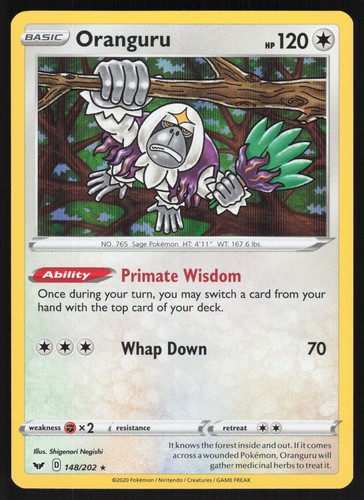 Oranguru Holo 148/202 NM SWSH01: Sword & Shield Base Set Pokemon Card