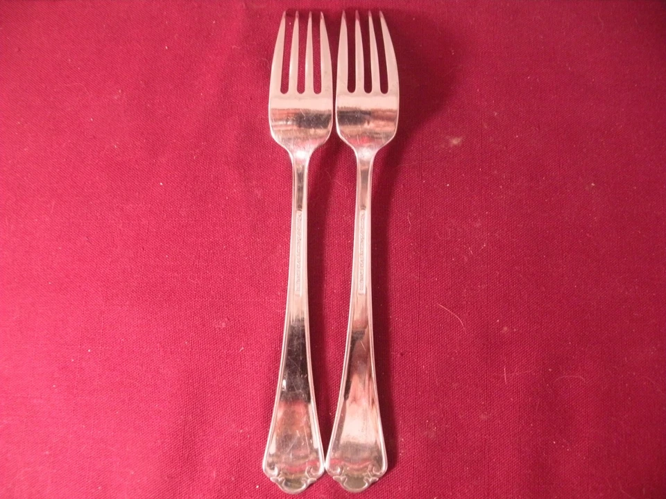 Set Of 2 Dinner Forks Ashland Matte Reed & Barton Frost Stainless 8 1/8" - Image 4 of 4