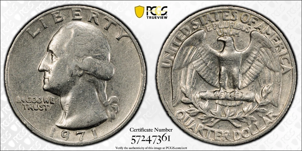 1971  WASHINGTON QUARTER,  DDR FS-801,  VF35  PCGS. - Image 3 of 3