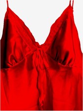 Victoria's Secret Red Satin Lace Trim Full Slip, Adjustable Straps, M