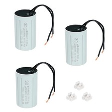 CBB60 30uF Running Capacitors, AC 450V 2 Wires 50/60Hz Cylinder 70x40mm,3Set