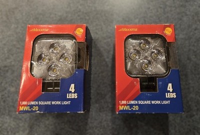 Two NIB Maxxima MWL-20 1,000 Lumen Square 4 LED Work Lights