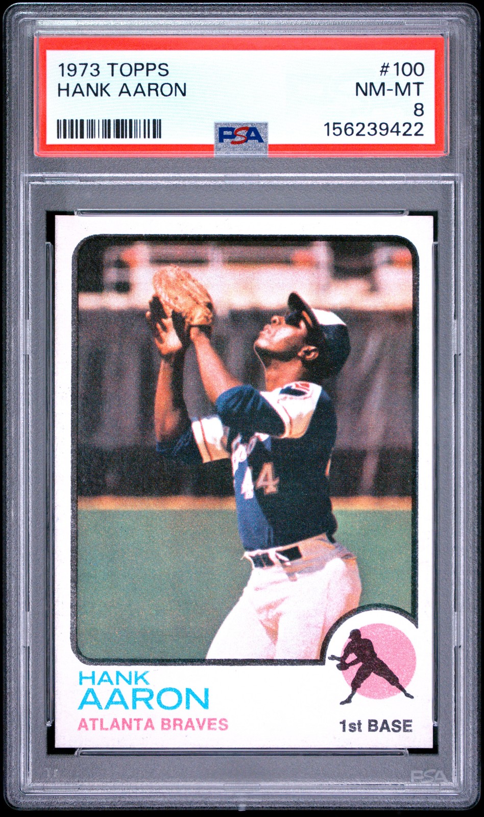 1973 TOPPS #100 HANK AARON PSA 8 view 1
