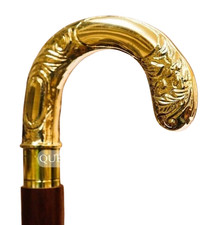 Vintage Style Antique Victorian Designer Brass Handle Wooden Walking Stick Cane