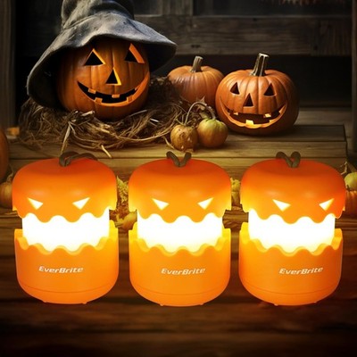 EverBrite Halloween Kürbislaterne 3 Stück Tragbar, Halloween Kürbis Deko Ou