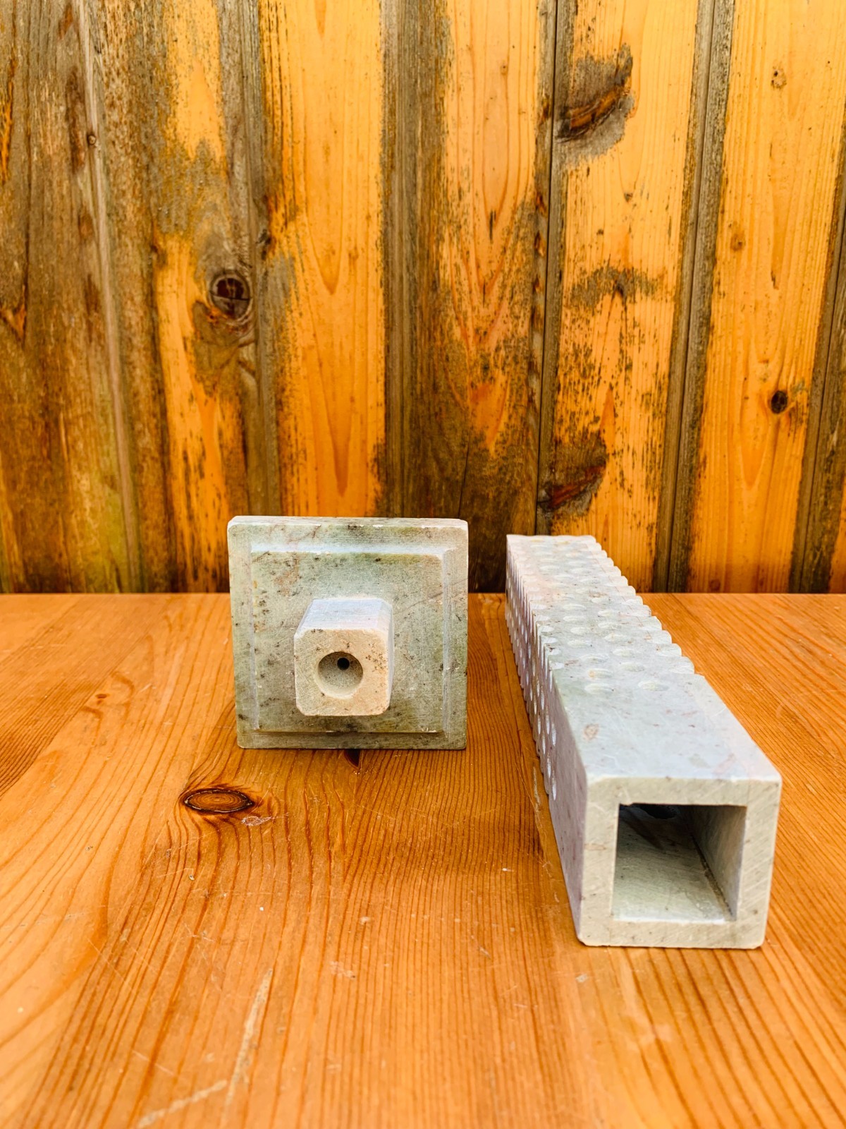 Brutalist-Inspired Stone Ornate Candle/ Incense Stand