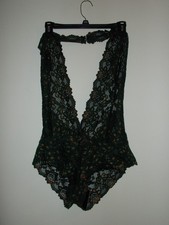 Frederick's of Hollywood Jessica Dark Green lace Teddy NEW NWT 1x