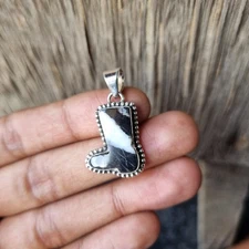 Real Zebra Jasper Gemstone Pendant 925 Sterling Silver Statement Pendant PG7668