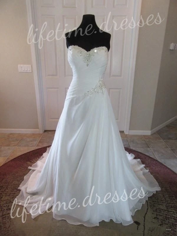 Beaded Wedding Dresses Off Shoulder Chiffon Summer Breathable Bridal Gowns - Image 3 of 4