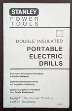 Vintage Stanley Power Tools Electric Drills Manual – Multi-language Instructions