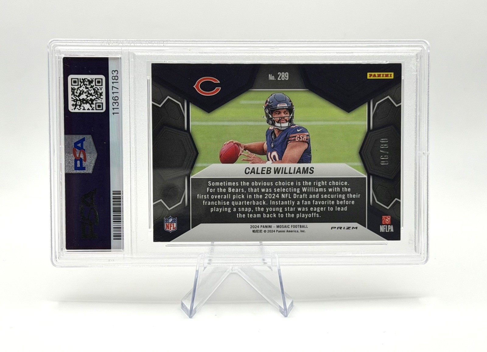 2024 Mosaic Caleb Williams #289 Fusion Red & Yellow Choice 6/80 Rookie RC PSA 9 view 3