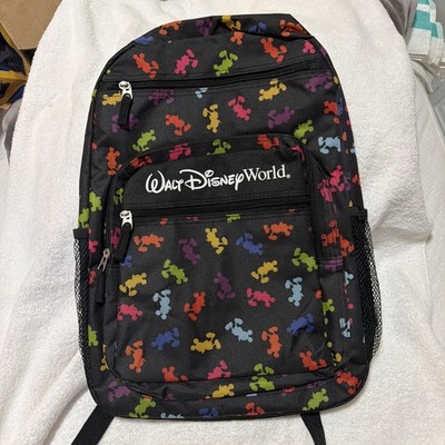 Walt Disney World Rainbow Black Mickey Mouse Backpack Book bag Authentic Parks