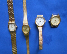 4 X GOLD TONE LADIES QUARTZ WATCHES - ROTARY / PULSAR & 2 X SEKONDA - UNTESTED