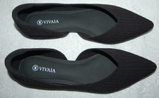 Black Vivaia Women's Knit Flat Pointed Toe Slip On Melia Size 38.5 Shoes