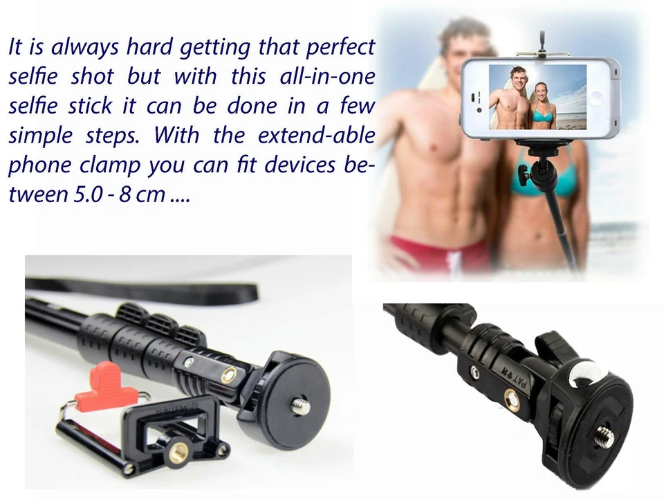 Selfie Stick Heavy Duty Monopod + Bluetooth Wireless Remote for All LG Phones - Image 4 of 4