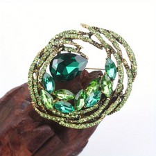 1pc Green Crystal Wreath Brooch - Friend Gift, Fits Dresses, Galas & Parties
