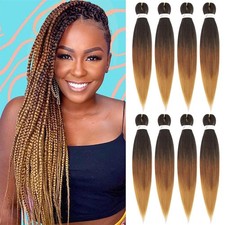 Pre Stretched Braiding Hair Ombre 26 Inch Brown Braiding Hair 8 Packs Easy Br...