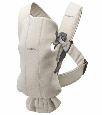 BabyBjörn Baby Carrier Mini, 3D Jersey, Light Beige | Newborn Carrier