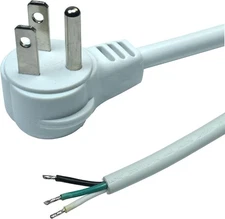 10Ft Heavy Duty Replacement Power Supply Cord with Open 10FT Flat Plug, WHITE 