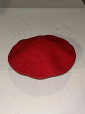 Vintage Bright Red 100 Laine Wool Women  s Taille 11  Beret Hat