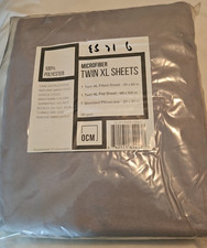 Twin XL 3-Piece Sheets Set With Pillow Case Microfiber Gray es71