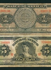 (( TWO NOTES )) 1/ 5 Peso 1961 El Banco De Mexico ** CURRENCY