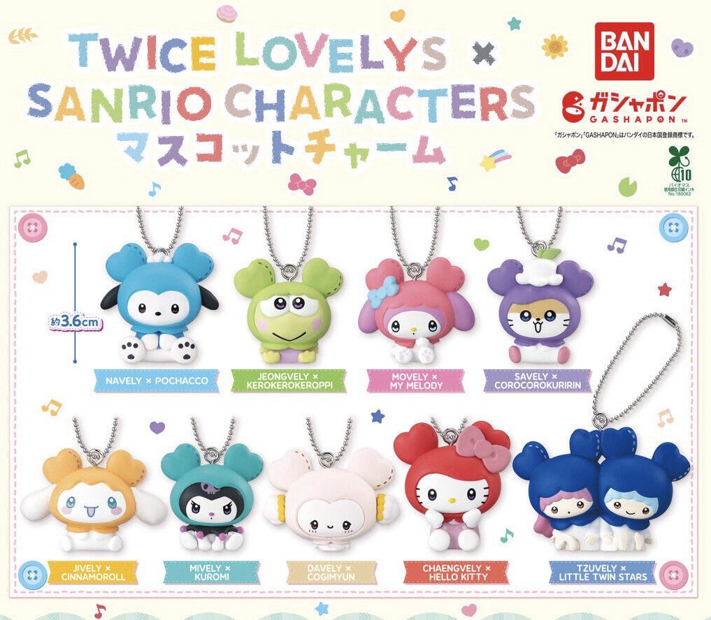 Gashapon Bandai Twice Lovely X Sanrio Characters Mascot Charm Capsule Kururin