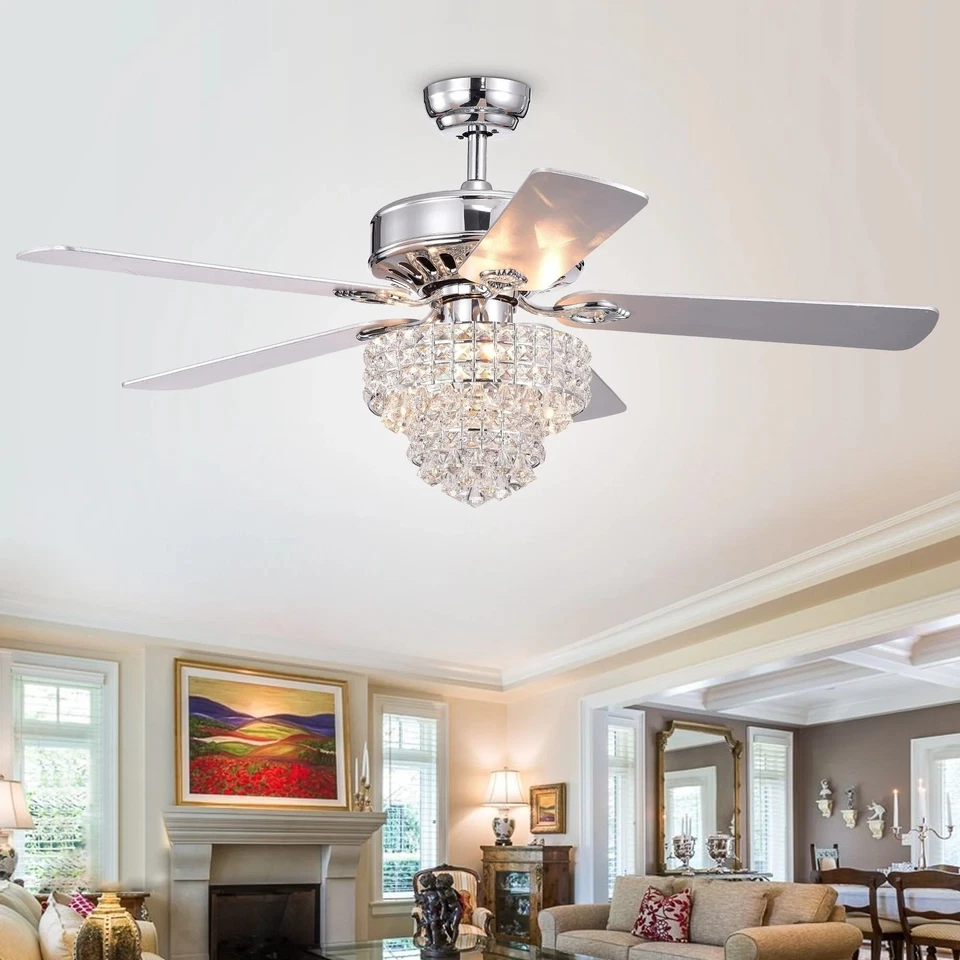 Bryanya 5-Blade 52-inch Chrome Lighted Ceiling Fans - Image 2 of 4