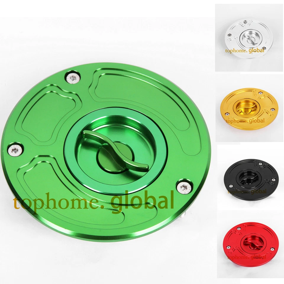 CNC Fuel Gas Cap For Kawasaki ZZR600 ZZR1200 ZRX1200R ZZR1400 ZX14 ZX6R US Black Foto 2 de 2