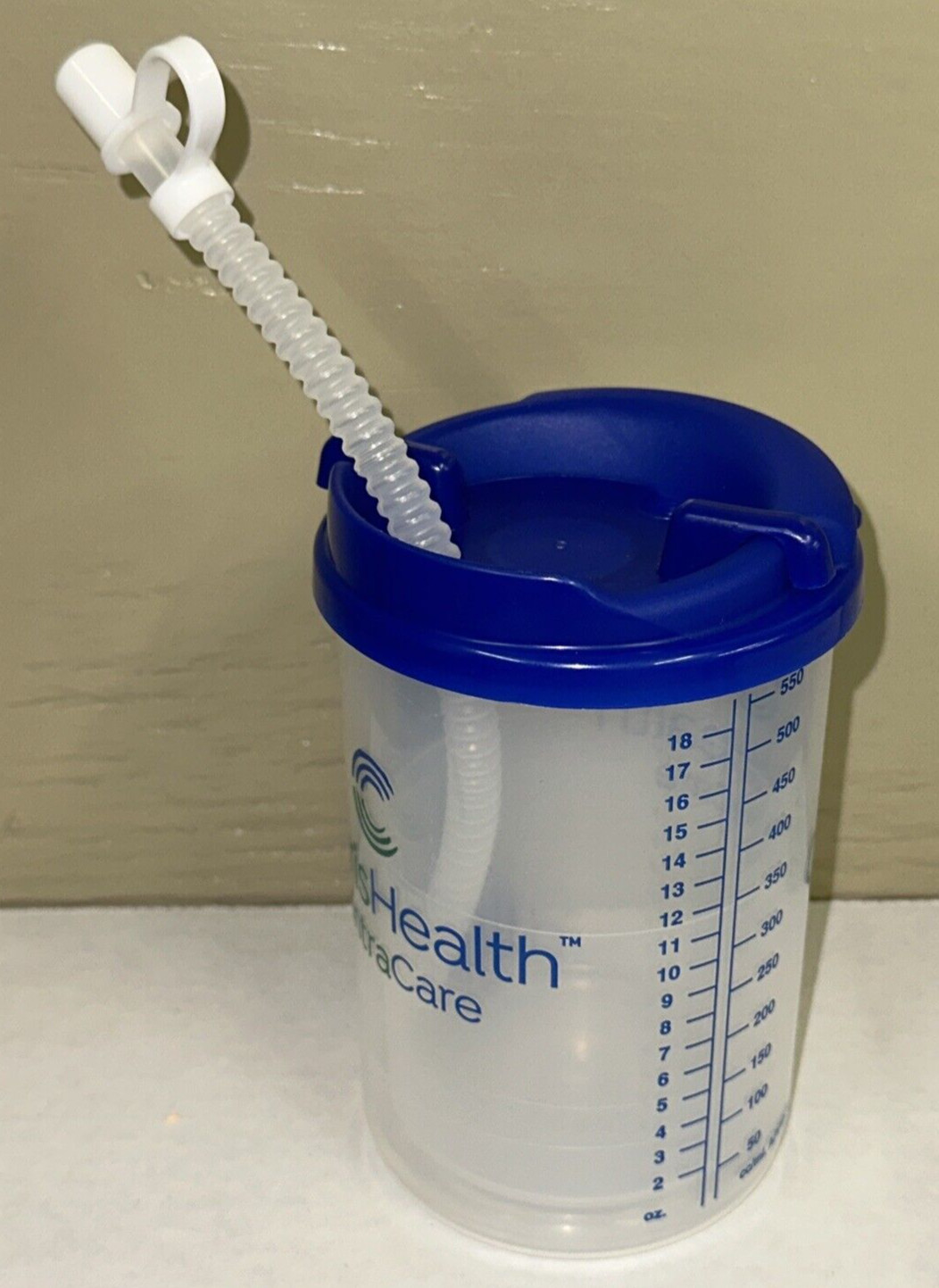 Carafe 18Oz/550 cc/ml Graduated Straw Whirley Drink Works Hospital Cup Mug H2O