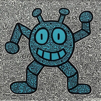 Mr Doodle Blue Robot Edition, autographed, 100 framed copies