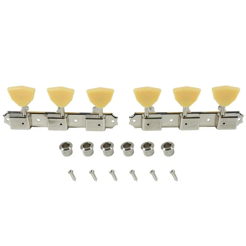 Kluson 3 Per Plate Deluxe Tuners, Single Line, Std Post, Nickel, Butterfly  Btns