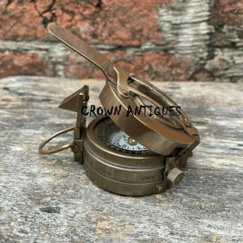 Vintage Solid Brass WWII Military Pocket Compass Antique Compass Designer Gift - Picture 9 of 16