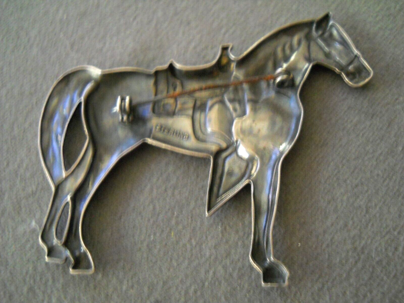 Beautifully Crafted Southwestern Style Sterlin Silver Intricate Horse Brooch Pin