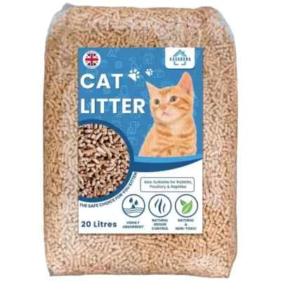 KASABONA Wood Based Cat Litter 20 Litres Absorbent Pine Wood Pellets Animal Comfort Odour