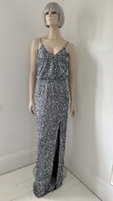Faeriesty Silver Sequin Evening Dress L Prom Evening Occasion Party Maxi