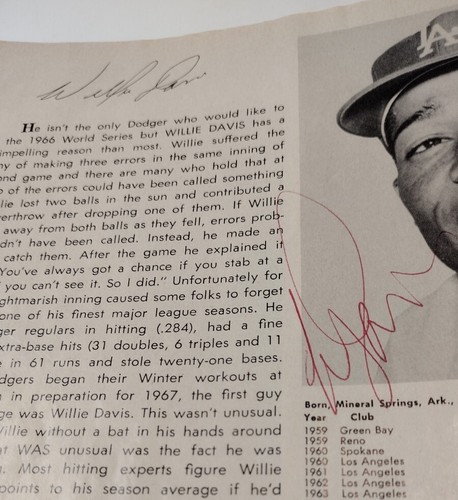 1967 LA DODGERS Yearbook - 5 SIGNATURES Fairly, Davis, Regan, Schofield, Torborg - Picture 4 of 10