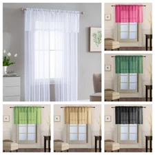 2PC VOILLE SHEER STRAIGHT VALANCE SMALL WINDOW CURTAIN TOPPER SHORTH PANEL 18"