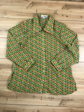 Gordon VTG Geometric Collared Shirt Women's XL Shoulder Pads 70s Disco Blouse