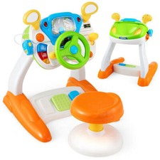 Kids Steering Wheel Pretend Play Toy Set with Lights and Sounds - Color: Multico