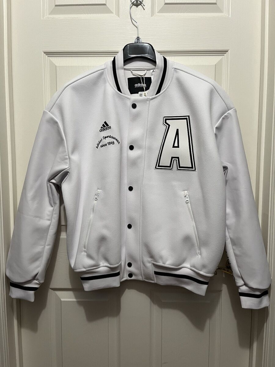 Adidas Collegiate Premium Varsity Bomber Jacket Q3 White Adidas Collegiate Premium Varsity Bomber Jacket Q3 White