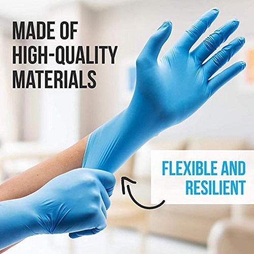 100 Pcs Disposable Nitrile Vinyl Gloves Powder Free Puncture Resistant Flexible - Picture 4 of 5