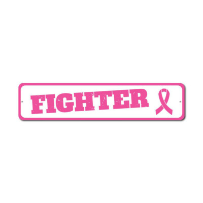 Pink Ribbon Fighter Sign, Custom Support The Fight Against Breast Metal ...