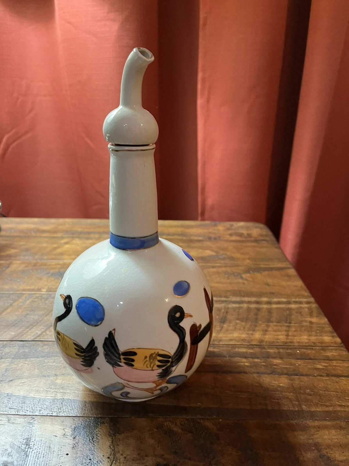 Vintage Hand Painted & Made In Japan NASCO Ceramic Oil Decanter - Rare