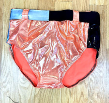 Wrestling Spandex Trunks Shiny Orange W. Blac...