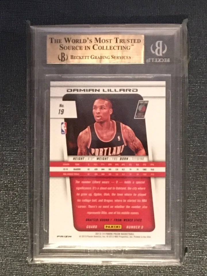 2013-14 Panini Prizm DAMIAN LILLARD RED WHITE BLUE MOSAIC -BGS 10 Pristine -yr 2 - Image 2 of 2