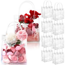 50 Pieces Clear PVC Plastic Gift Bags with Handles Transparent Gift Reusable ...