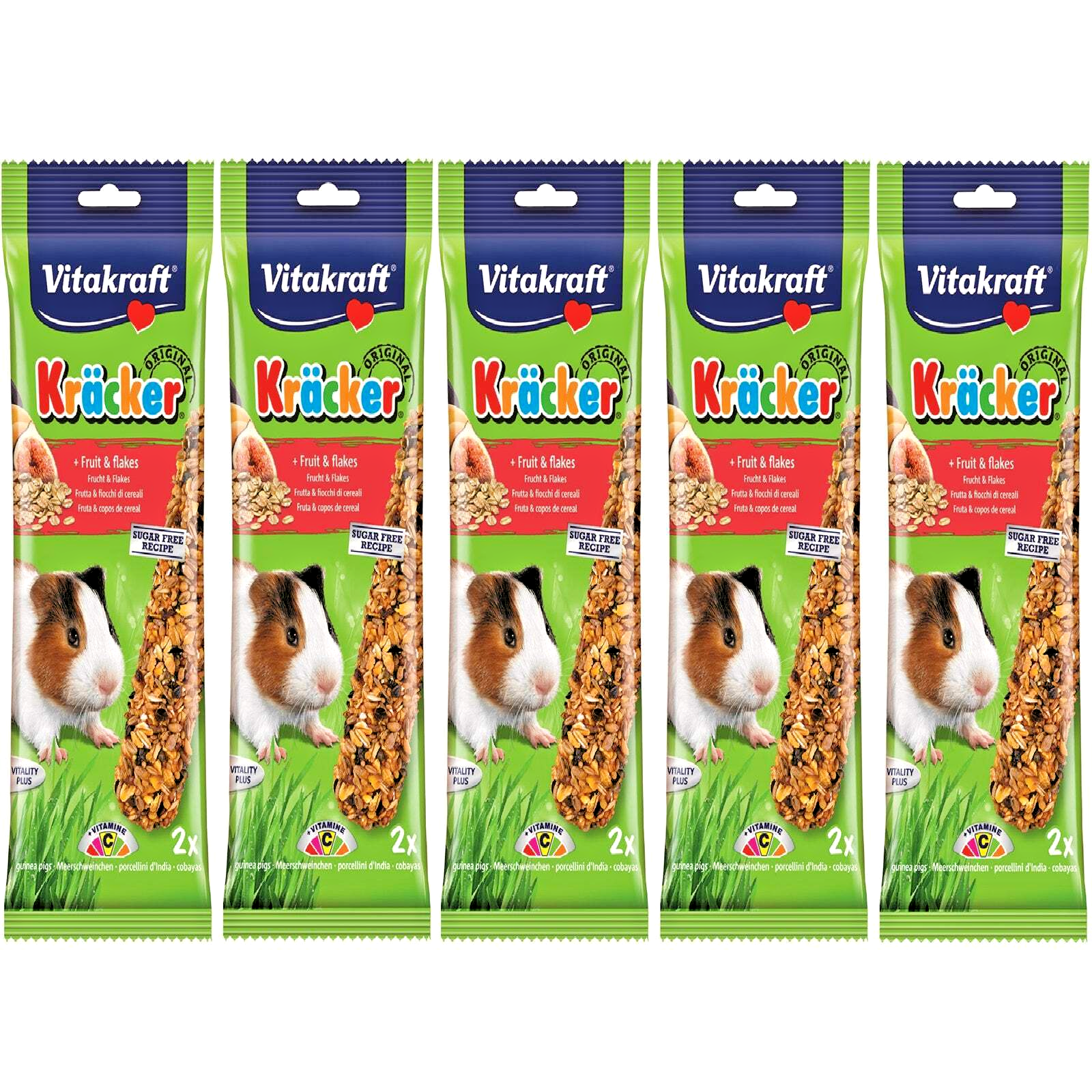 5 x VITAKRAFT KRACKER FRUIT & FLAKES GUINEA PIG : Small Pet Feed Twin-Pack Chews